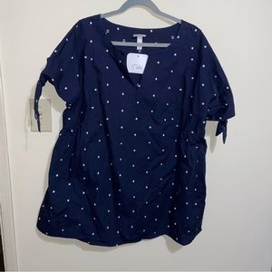 Isabel Maternity Blue Polka Dot Blouse NWT